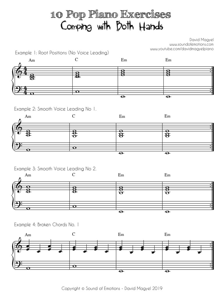 10-Pop-Piano-exercises-Comping-with-Both-hands | PDF