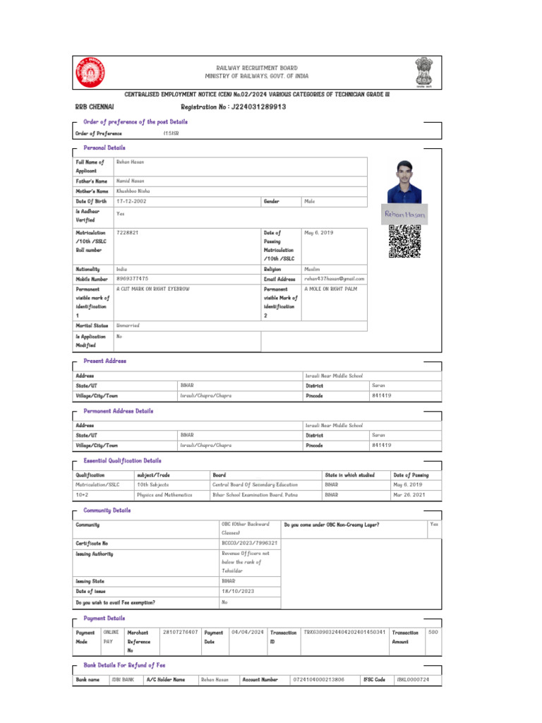 Technician Grade III Application Details | PDF