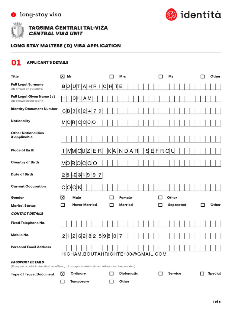 National D Visa Application (3) .PDF HICHAM 2 - 014428 | PDF | Travel ...