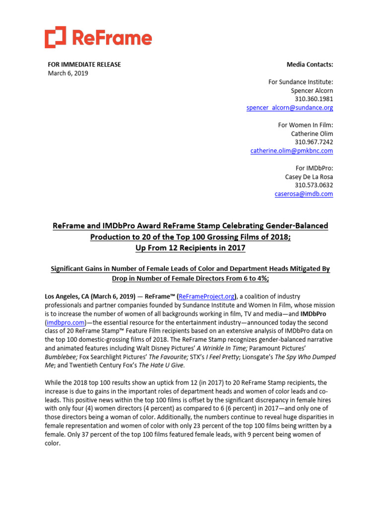 2018 ReFrame Stamp Recipients List | PDF | Websites | Mobile App