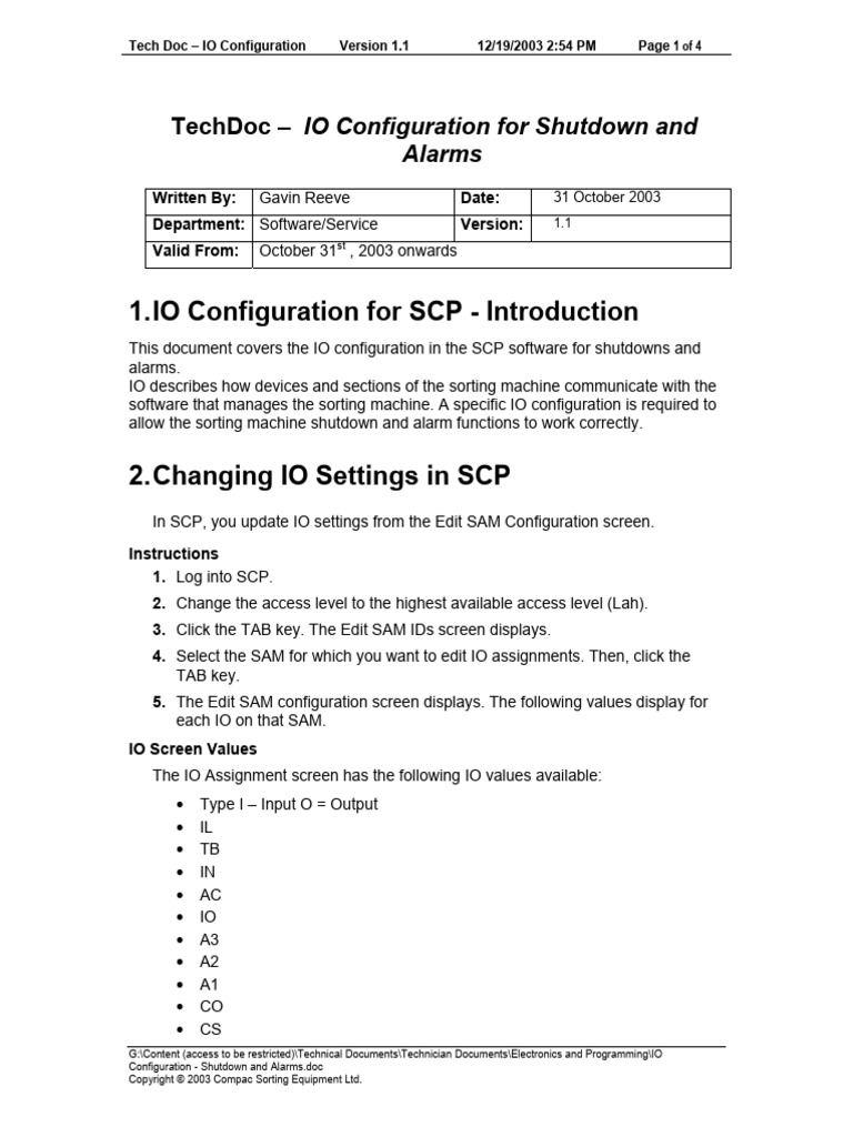 IO Configuration - Shutdown and Alarms | PDF | Washing Machine ...