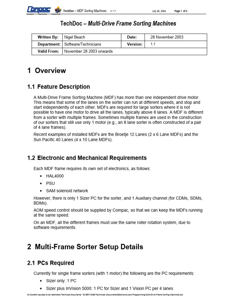 Multi-Drive Frame Sorting Machines | PDF | Personal Computers ...
