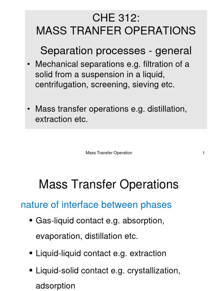 Mass Transfer Operations Overview | PDF | Phase (Matter) | Solubility