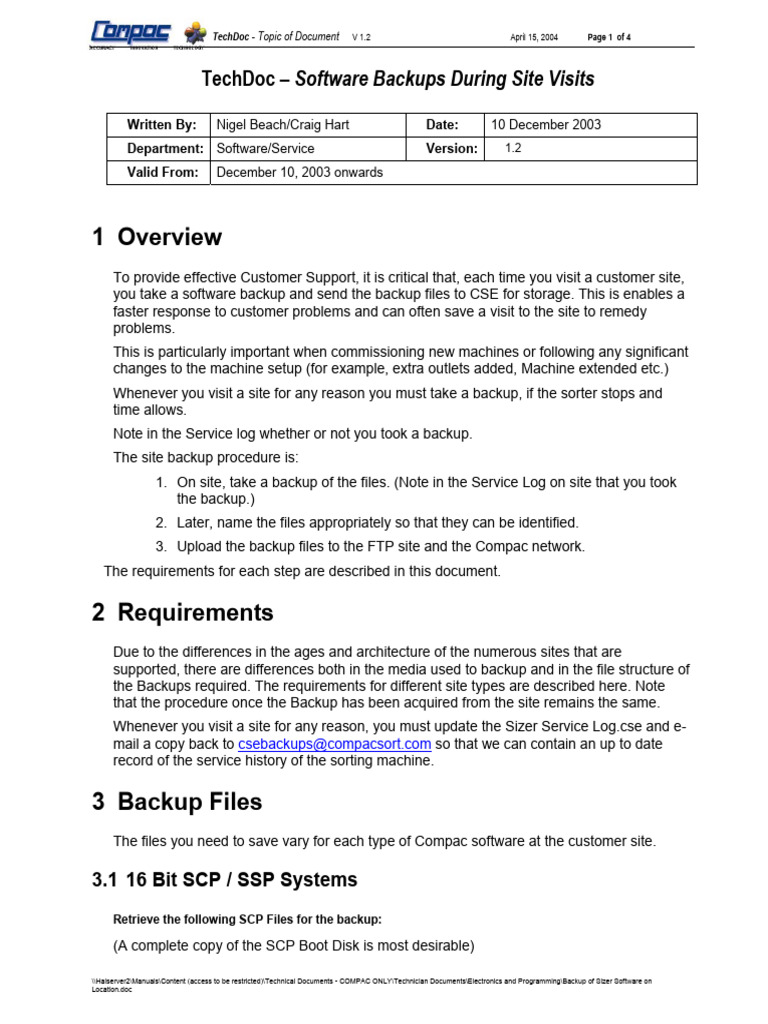 Backup Procedures for Sizer Software | PDF | Computer File | Backup