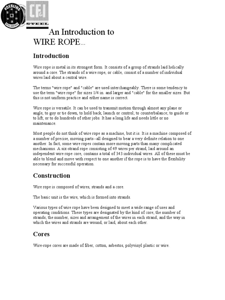 Understanding Wire Rope Construction | PDF | Rope | Wire