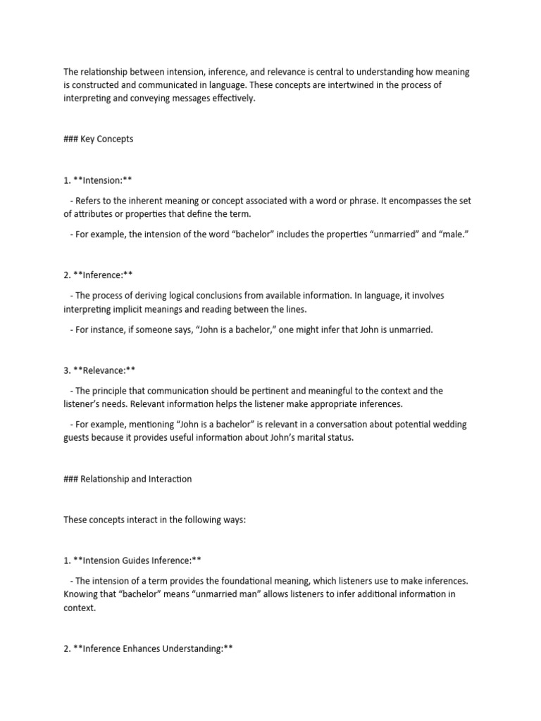 Intension, Inference, and Relevance | PDF | Inference | Information