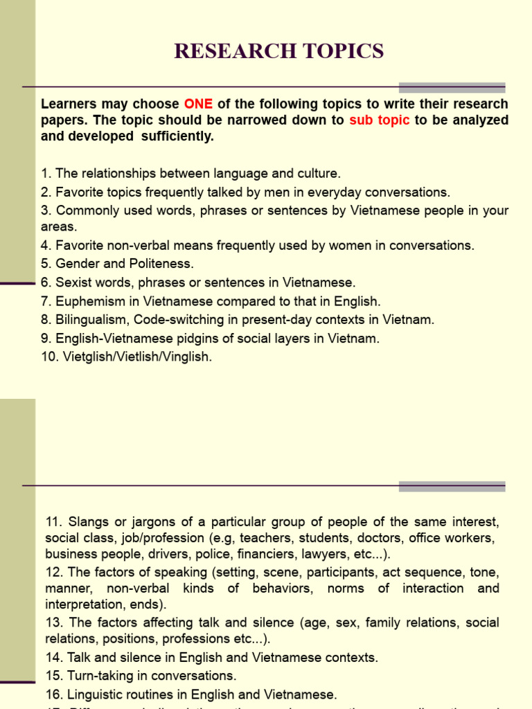 Research Topics 8 (PQB) | PDF