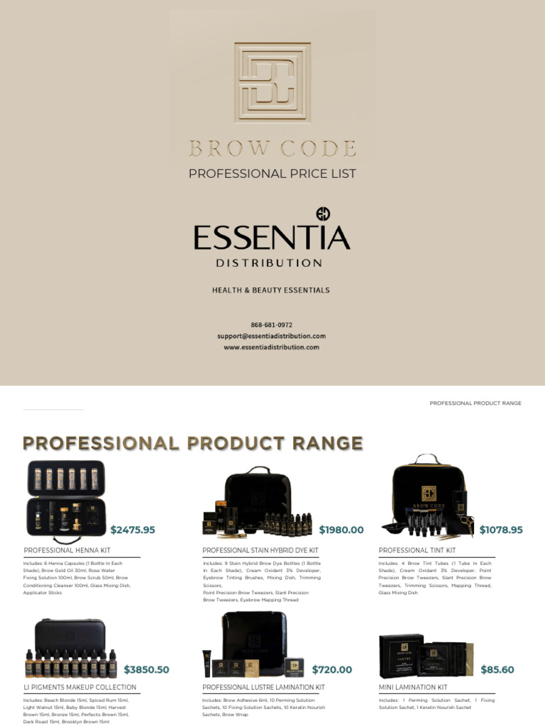 Brow Code Professional Price List | PDF | Pricing | Eyebrow