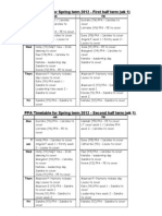 PPA Timetable For Spring Term 2012