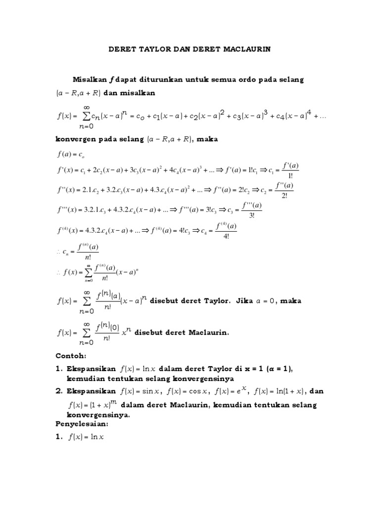Deret Taylor Dan Deret Maclaurin
