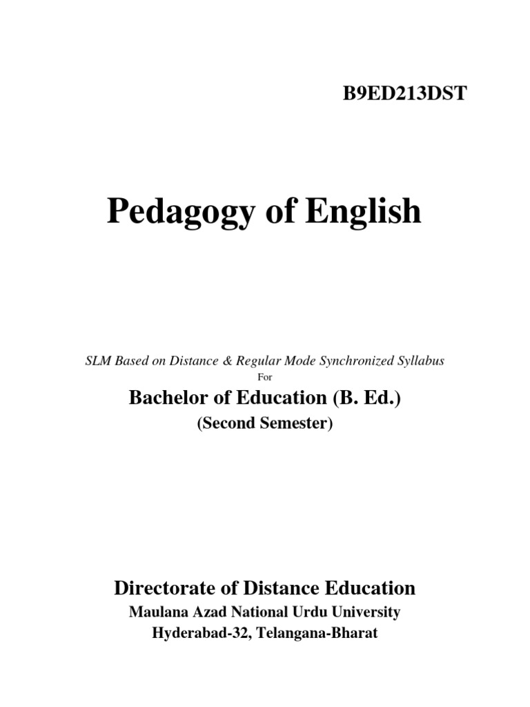 Pedagogy of English for B.Ed. 2nd Sem | PDF | Curriculum | Learning