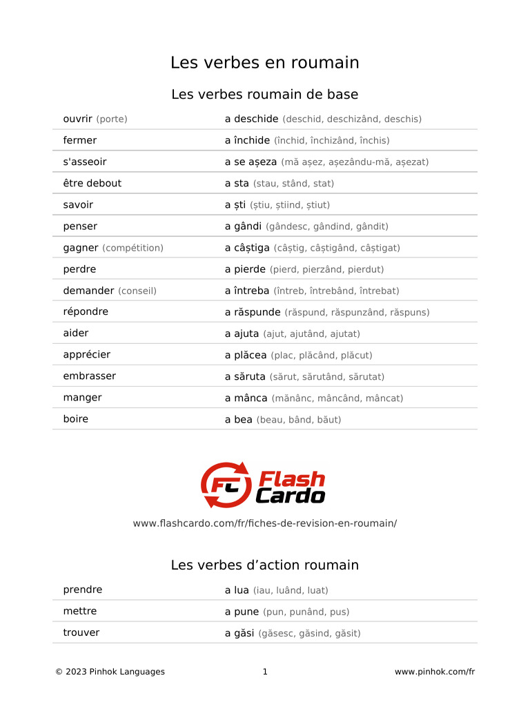 Les Verbes Roumain | PDF