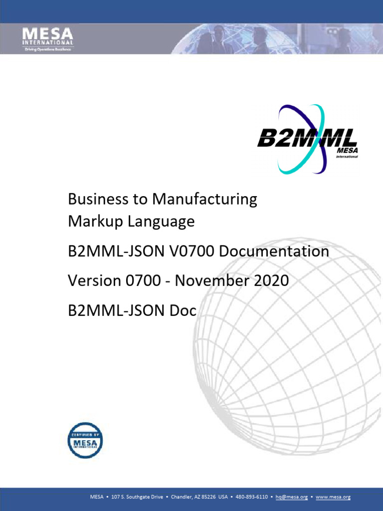 B2MML JSON Documentation | PDF | Xml Schema | Copyright
