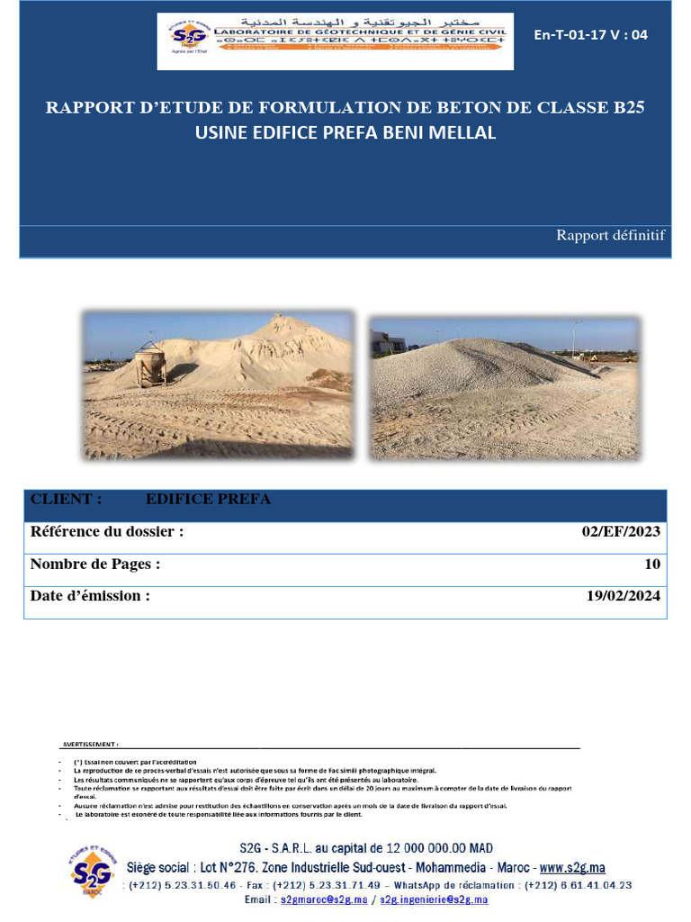 Étude de formulation du béton B25 | PDF | Béton | Matériaux de construction