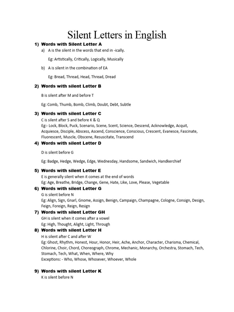 Silent Letters in English | PDF