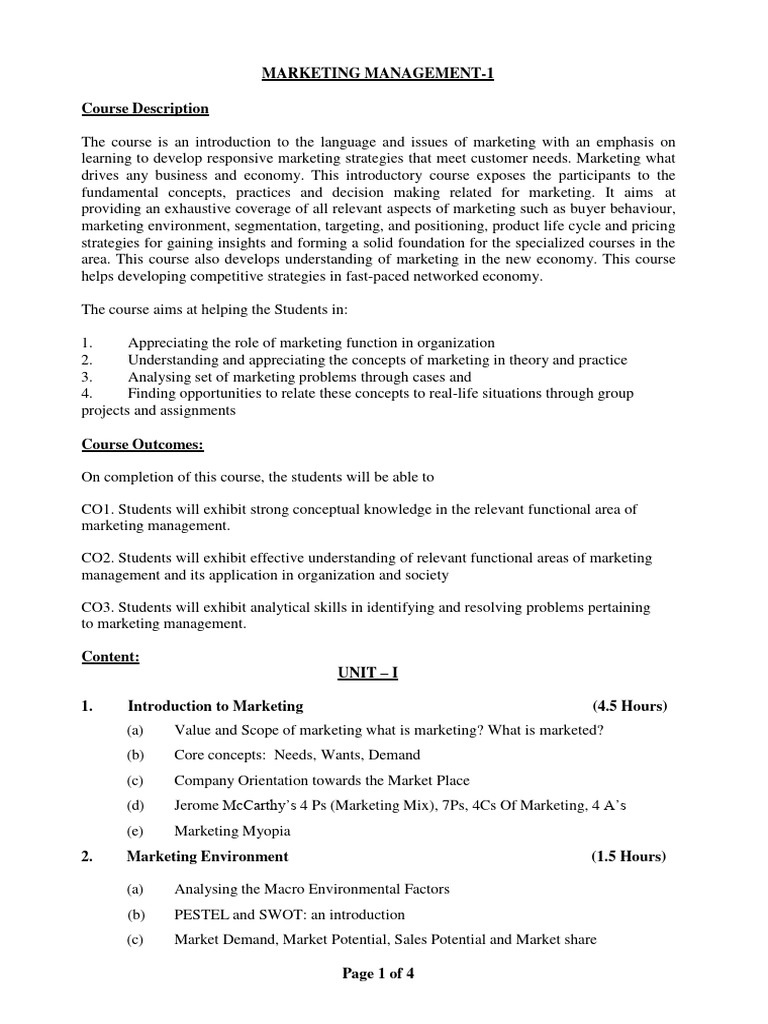 Marketing Management-I - 2024-26 | PDF | Marketing | Market Segmentation