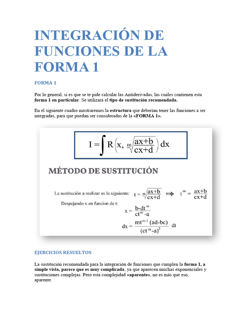 Integración de Funciones de La Forma 1-5 | PDF | Integral | Derivado