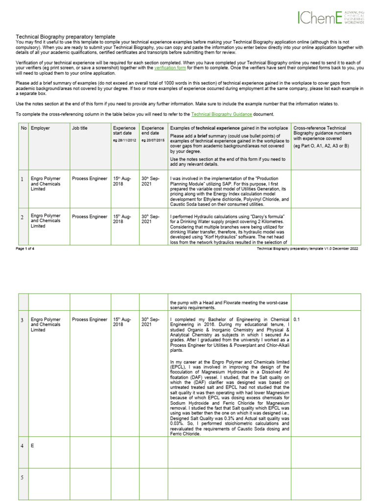 Technical Biography Preparation Guide | PDF | Sodium Chloride | Sodium ...