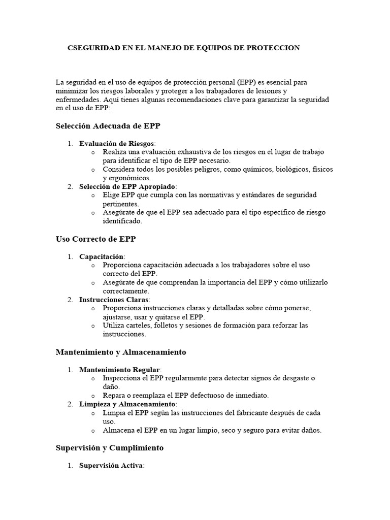 Seguridad en El Manejo de Equipos de Proteccion | PDF | Tecnología