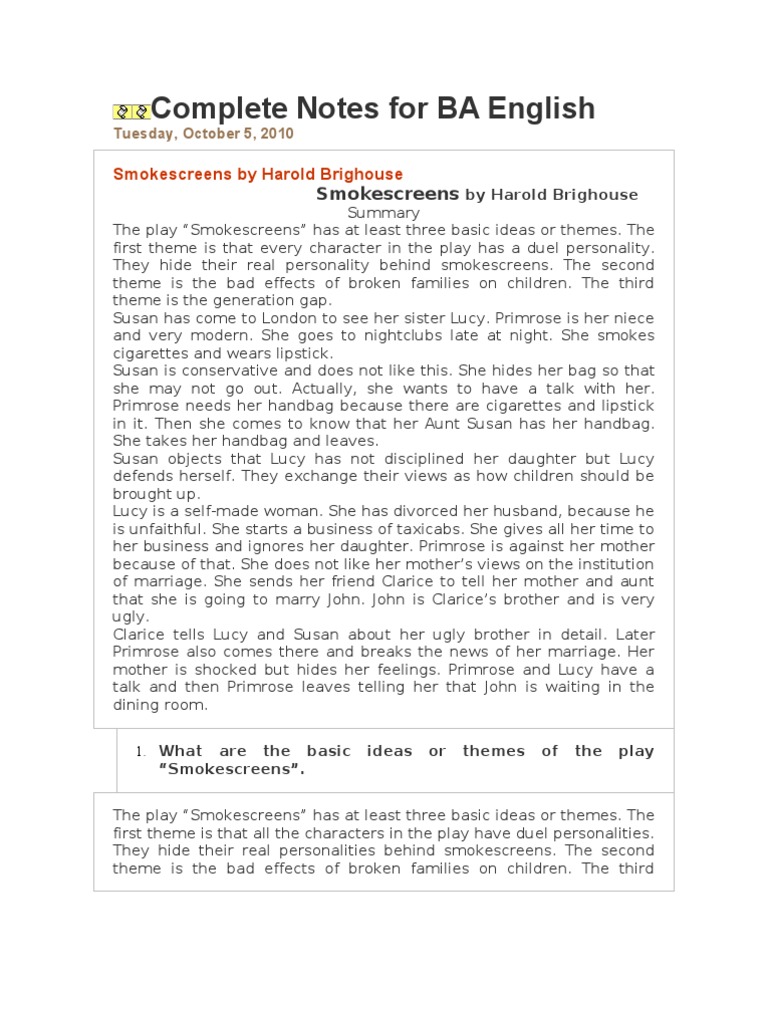 Complete Notes For BA English