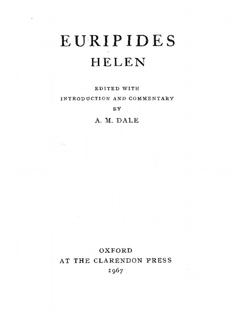 Euripides - Helen (Edited With Introduction and Commentary) - Euripides ...