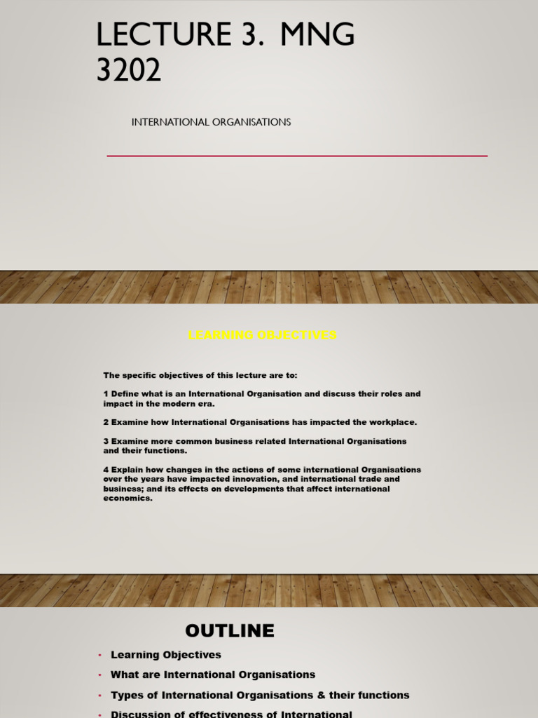 LECTURE 5. MNG 3202. International Organisations | PDF | Economies ...