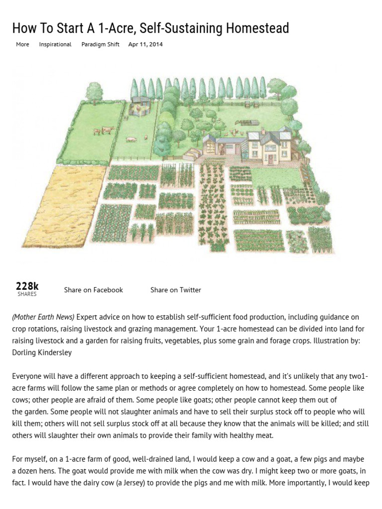 How To Start A 1-Acre, Self-Sustaining Homestead | PDF | Manure | Cattle