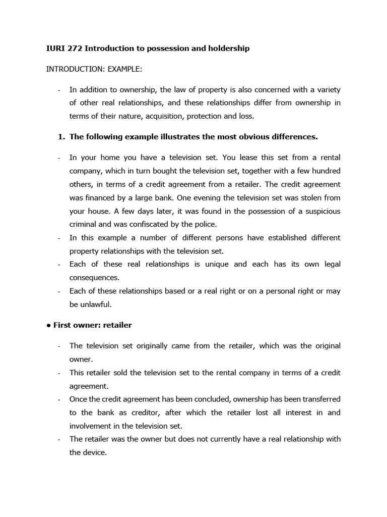 Understanding Possession and Holdership | PDF | Legal Remedy | Damages