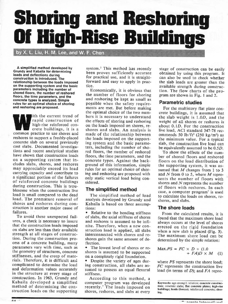 Shoring and Reshoring of High-Rise Buildings by Liu | PDF