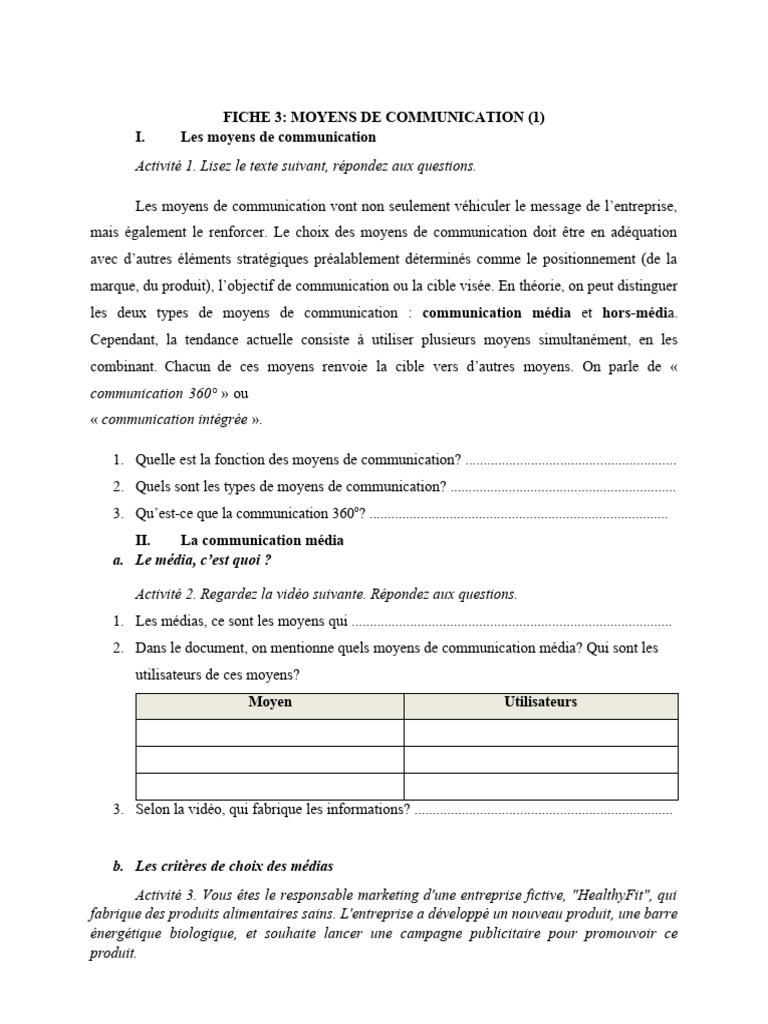 Moyens de Communication et Médias | PDF | Média (Communication) | Publicité