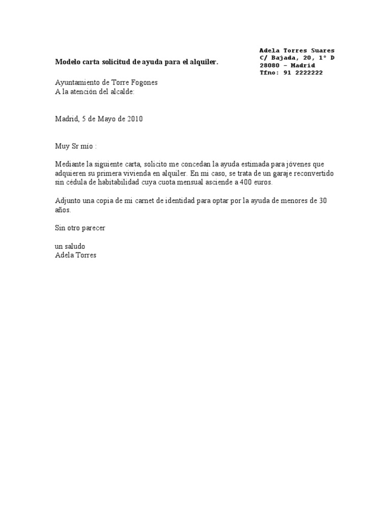 Solicitud De Ayuda Para Vivienda