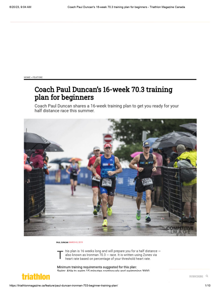 Coach Paul Duncan's 16-Week 70.3 Training Plan For Beginners ...