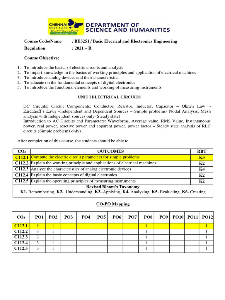 Be3251 Unit 1 Hand Written | PDF | Electrical Network | Ac Power