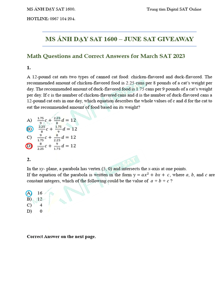Mads June Sat Giveaway | PDF | Mathematics