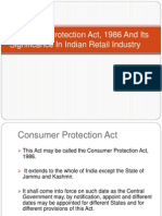 Consumer Protection Act, 1986 and Its Significance in Indian Retail Industry