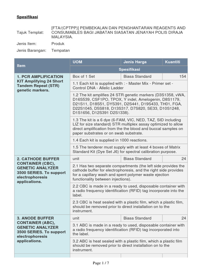 05 Spesifikasi-8 | PDF | Polymerase Chain Reaction | Gel Electrophoresis