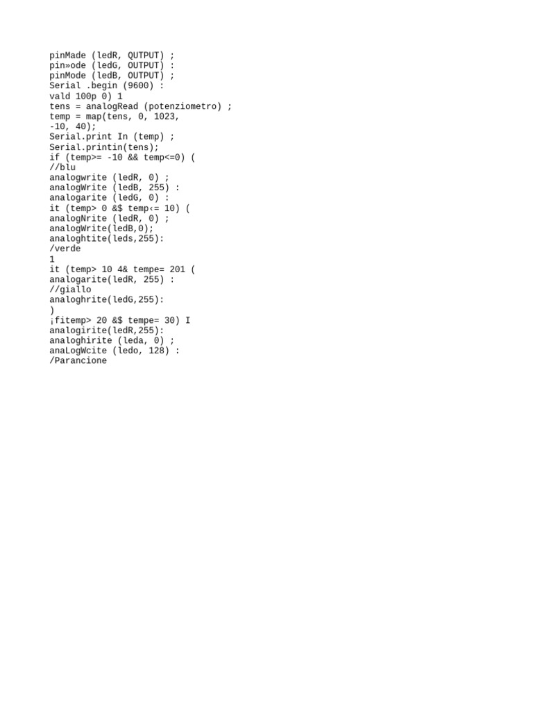 Arduino Temperature LED Control Code | PDF