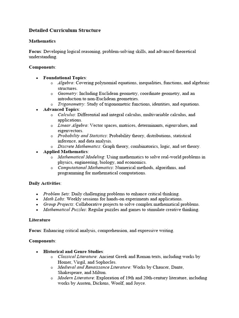 Detailed Curriculum Structure Pdf Mathematics Psychology