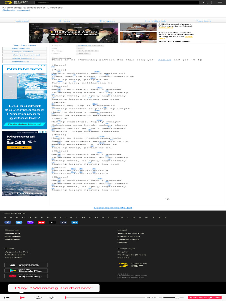 Mamang Sorbetero Chords By Celeste Legaspi Pdf Music Theory