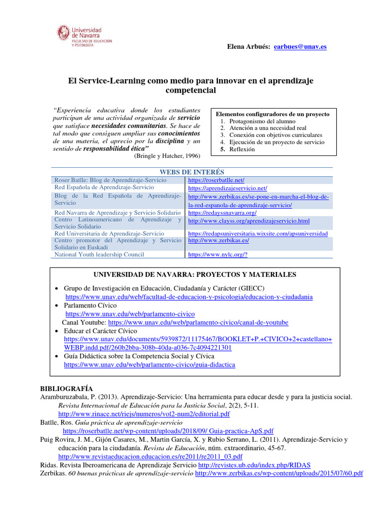 Innovación Educativa con Service-Learning | PDF | Sevicio de ...