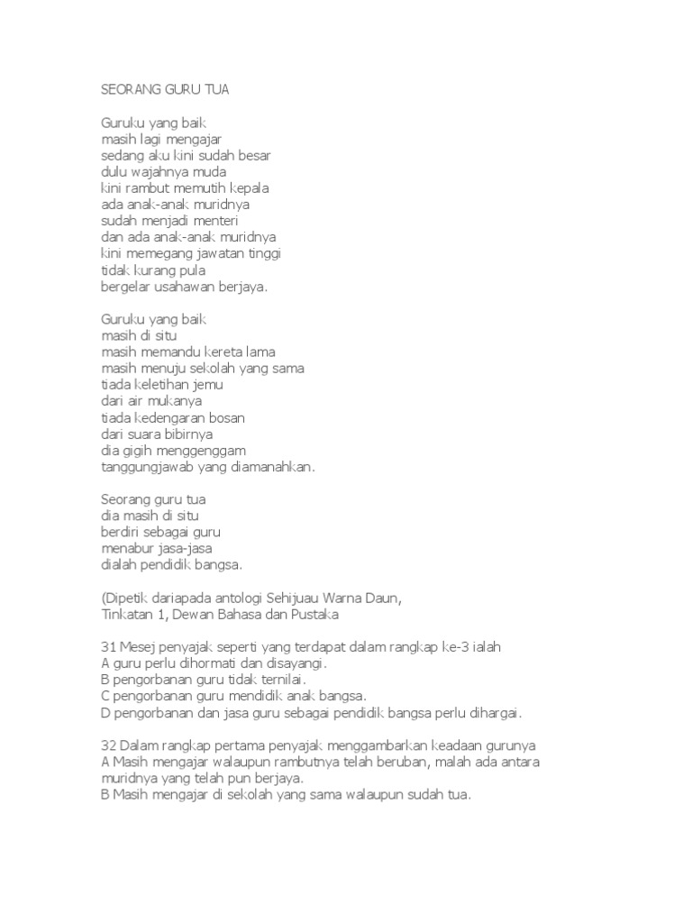 Seorang Guru Tua Pdf