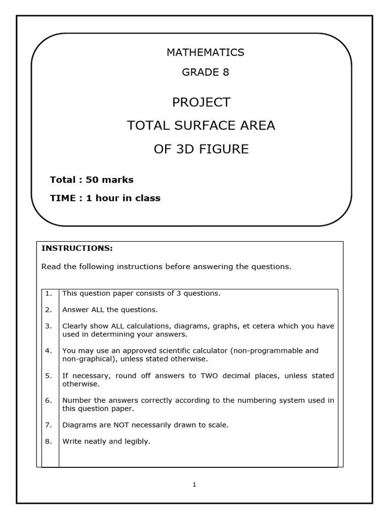 Mathematics GR 8 Project Term 3 | PDF | Area | Rectangle
