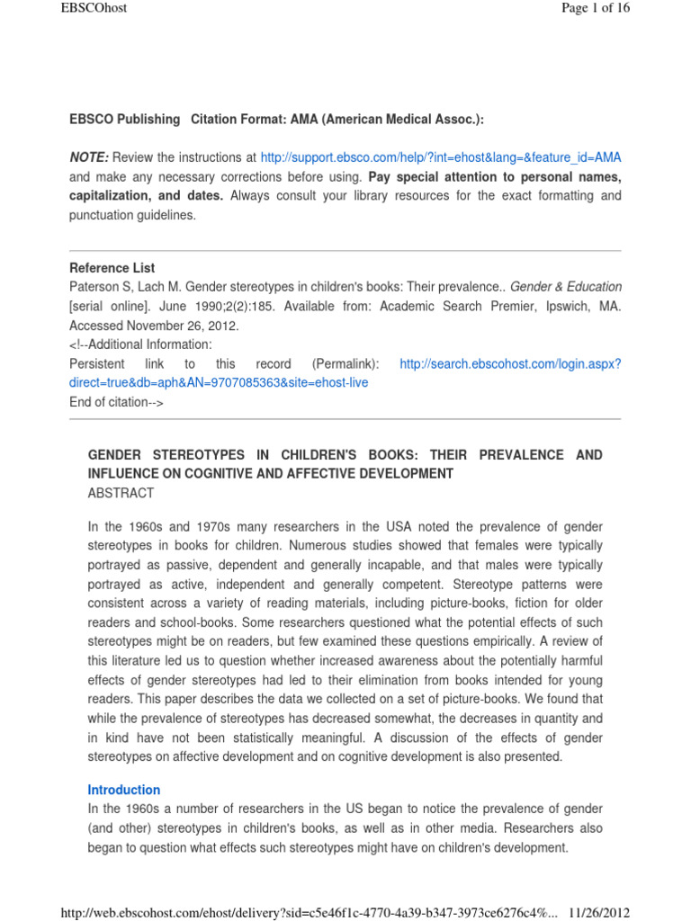 Gender Stereotypes in Children's Books | PDF | Stereotypes | Schema ...