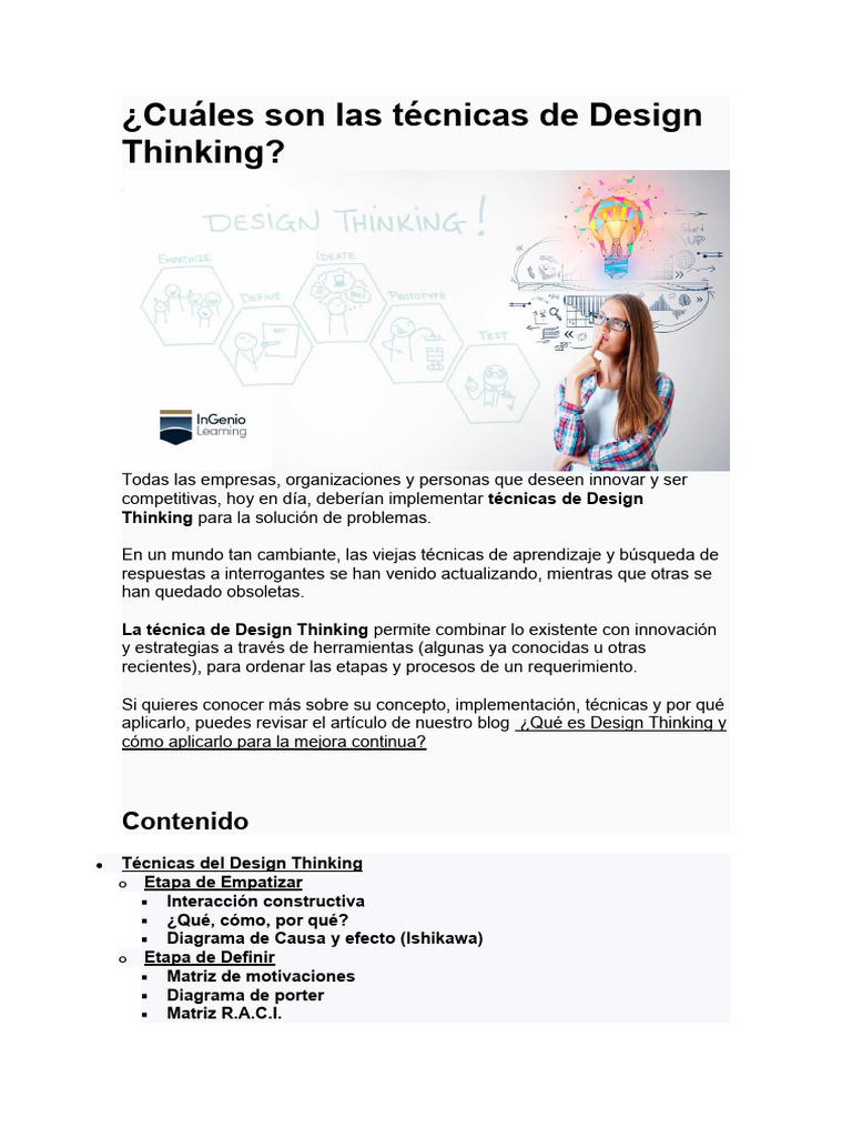 Cuáles Son Las Técnicas de Design Thinking RK | PDF | El pensamiento de ...