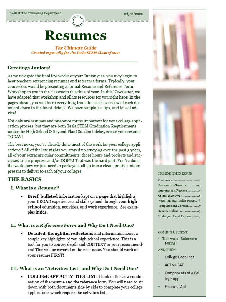Essential Resume Guide for Tesla STEM 2021 | PDF | Résumé | Microsoft Word