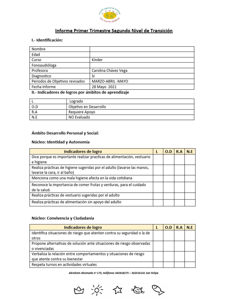 Informe Primer Trimestre Kinder 2021 | PDF | Adultos | Higiene