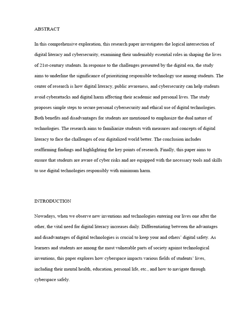 Digital Literacy & Cybersecurity for Students | PDF | Computer Security ...