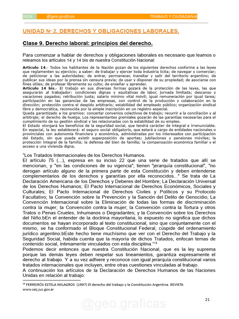 Derechos y Principios Laborales en Argentina | PDF | Derecho laboral ...