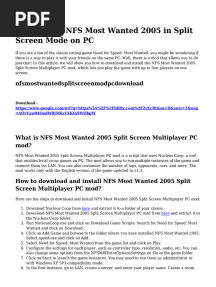 How To Play NFS Most Wanted 2005 in Split Screen Mode On PC: Nfsmostwantedsplitscreenmodpcdownload