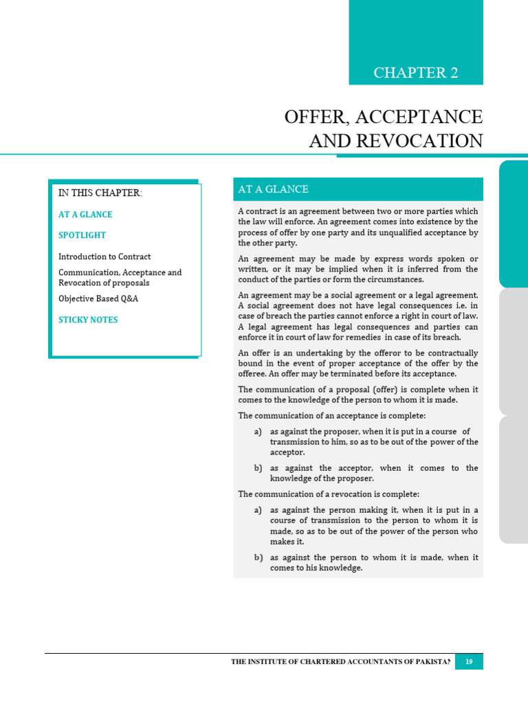 2022 - 02 - CA - Offer, Acceptance and Revocation | PDF | Offer And ...
